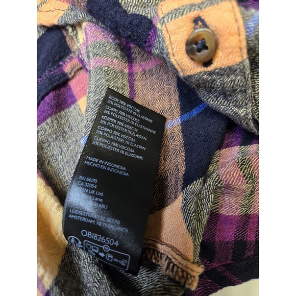 Pilcro Anthropologie Plaid Button-Down Shirt Ruched Front Long Sleeve Medium - Picture 6 of 8